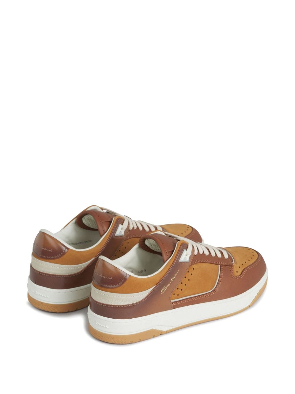 Santoni panelled leather sneakers Brown