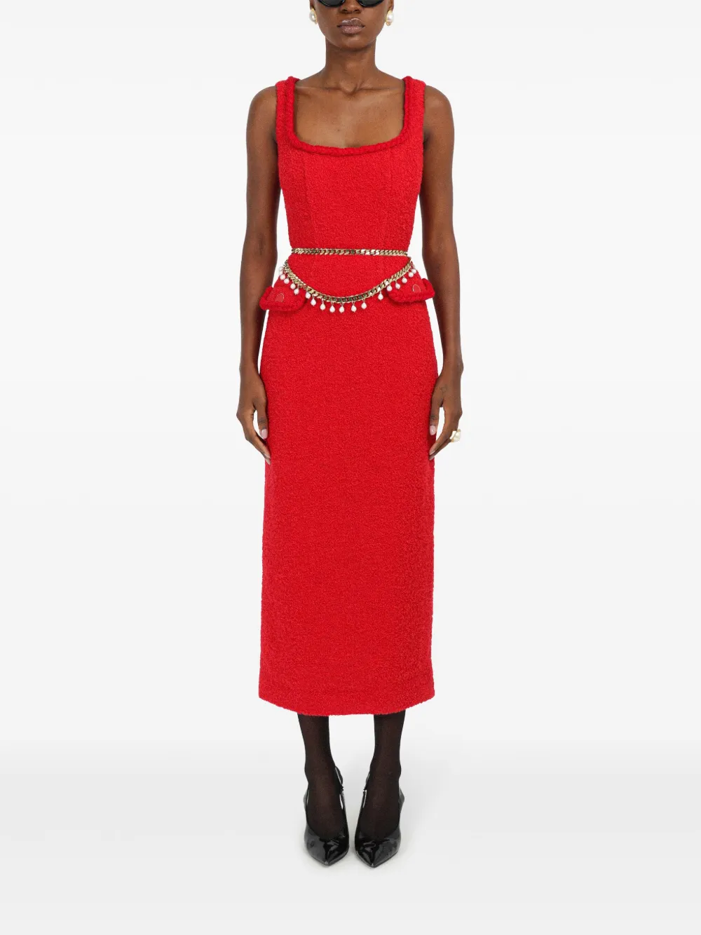 Rowen Rose Tweed maxi-jurk - Rood