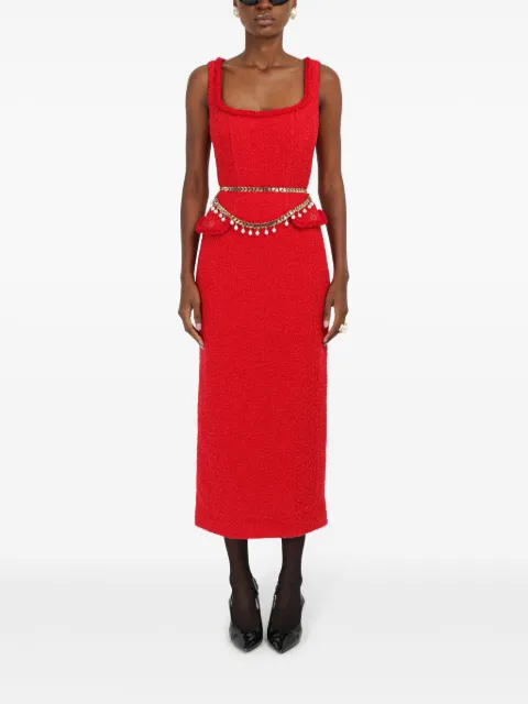 Rowen Rose sleeveless tweed maxi dress RR195RED - 1