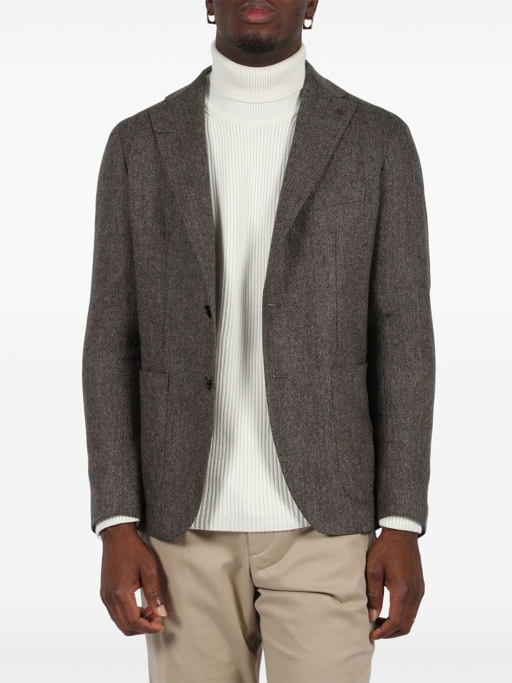 Tagliatore chevron-pattern blazer - Grey