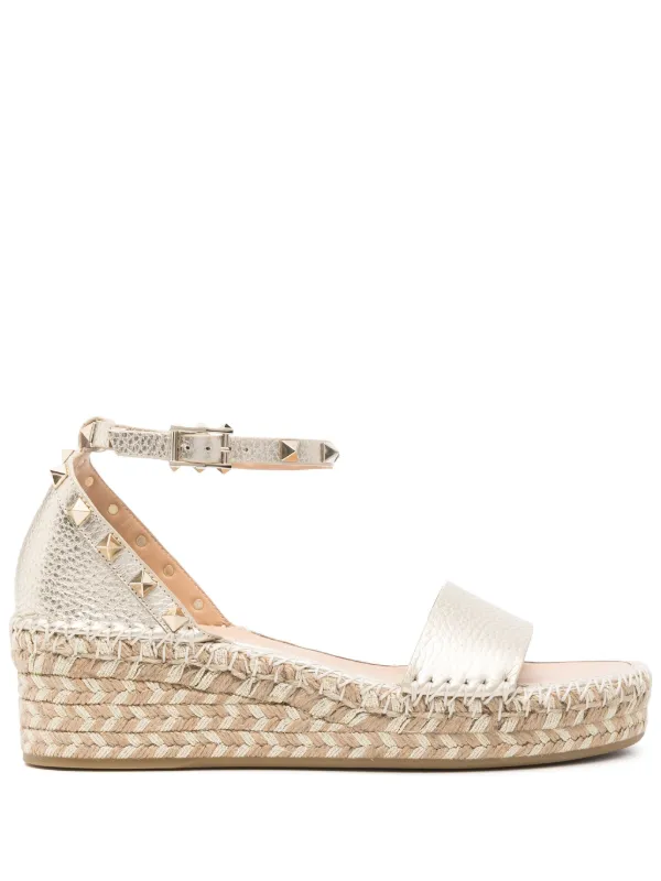 Valentino Garavani Rockstud-embellished Espadrilles | Gold | FARFETCH UK
