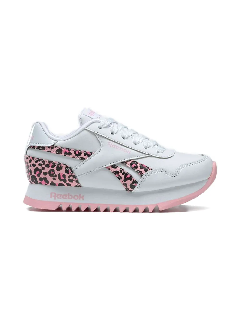 Reebok Kids royal classic jogger 3 platform leopard-print sneakers White