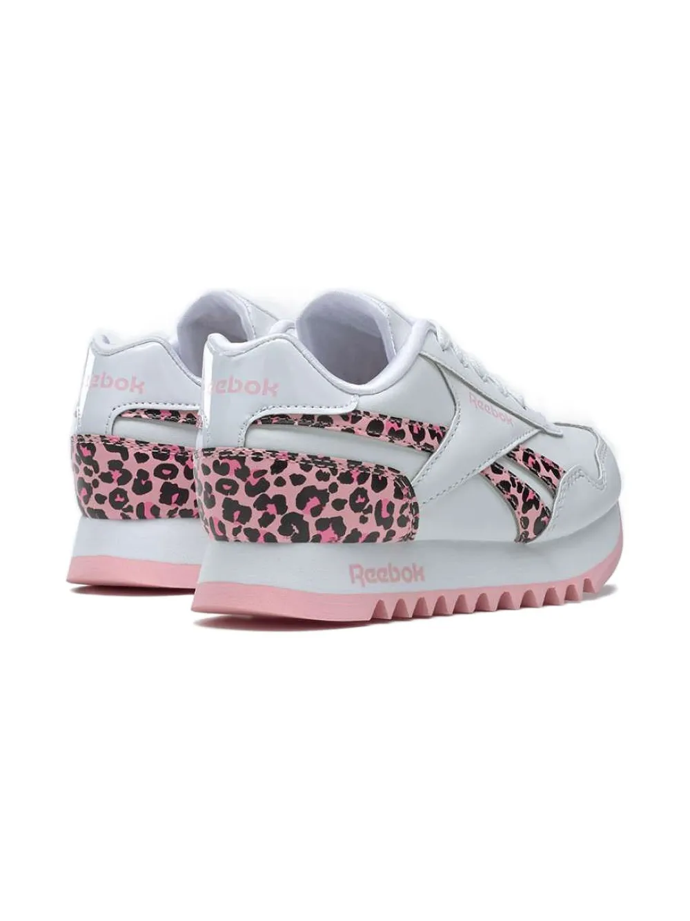 Reebok Kids royal classic jogger 3 platform leopard-print sneakers White
