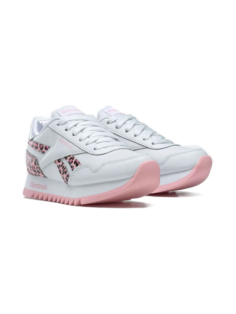 Reebok Kids royal classic jogger 3 platform leopard-print sneakers White