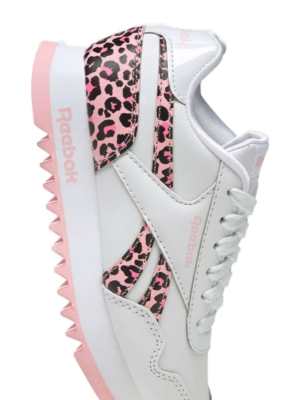 Reebok Kids royal classic jogger 3 platform leopard-print sneakers White
