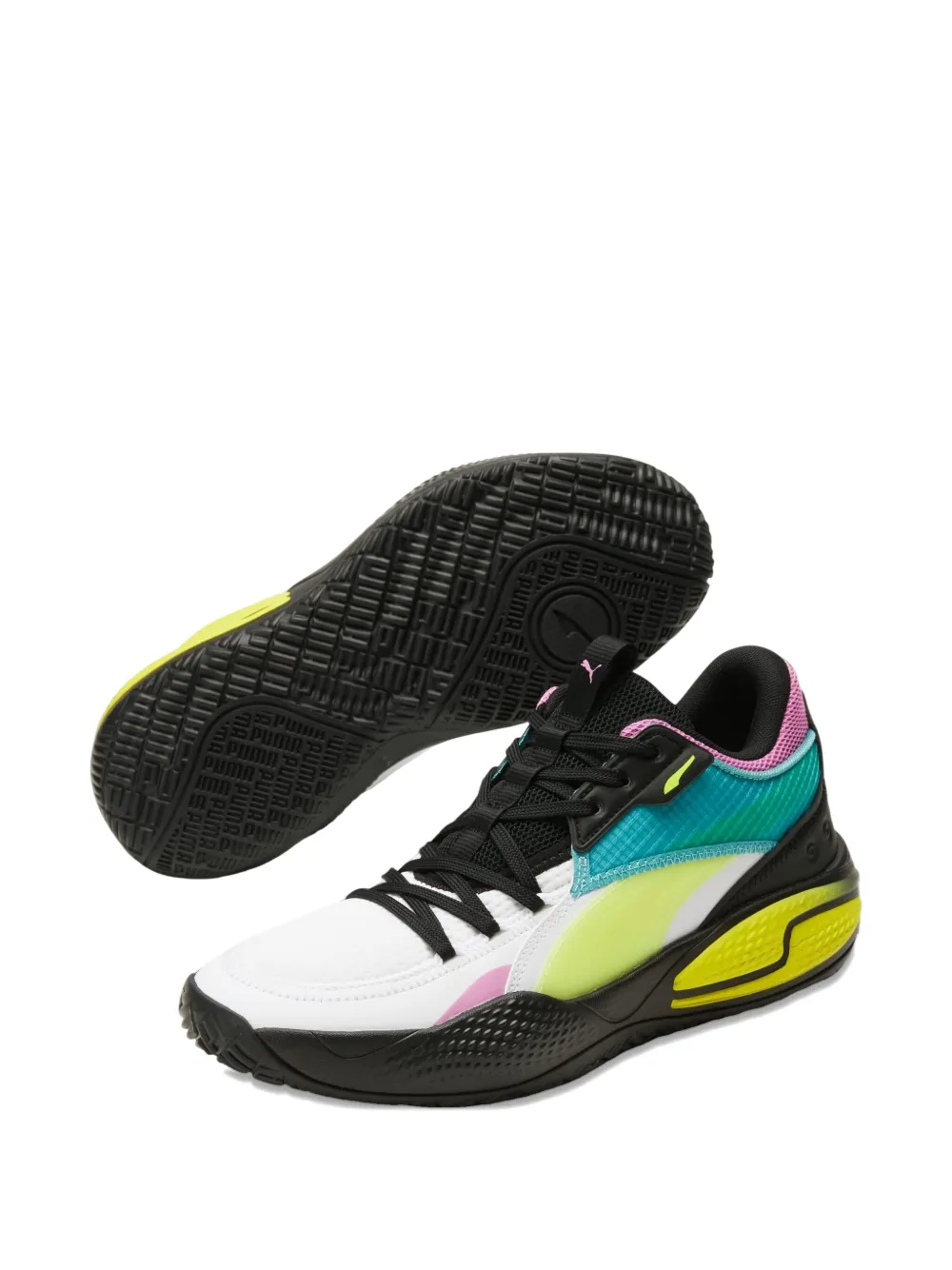 Puma Court Rider "white/yellow Alert" Sneakers In Black