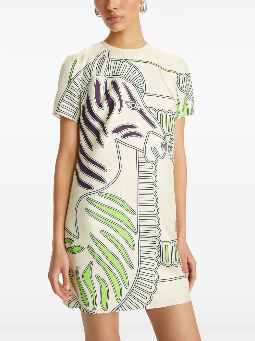 Tory Burch T-shirtjurk met zijden voorkant Wit