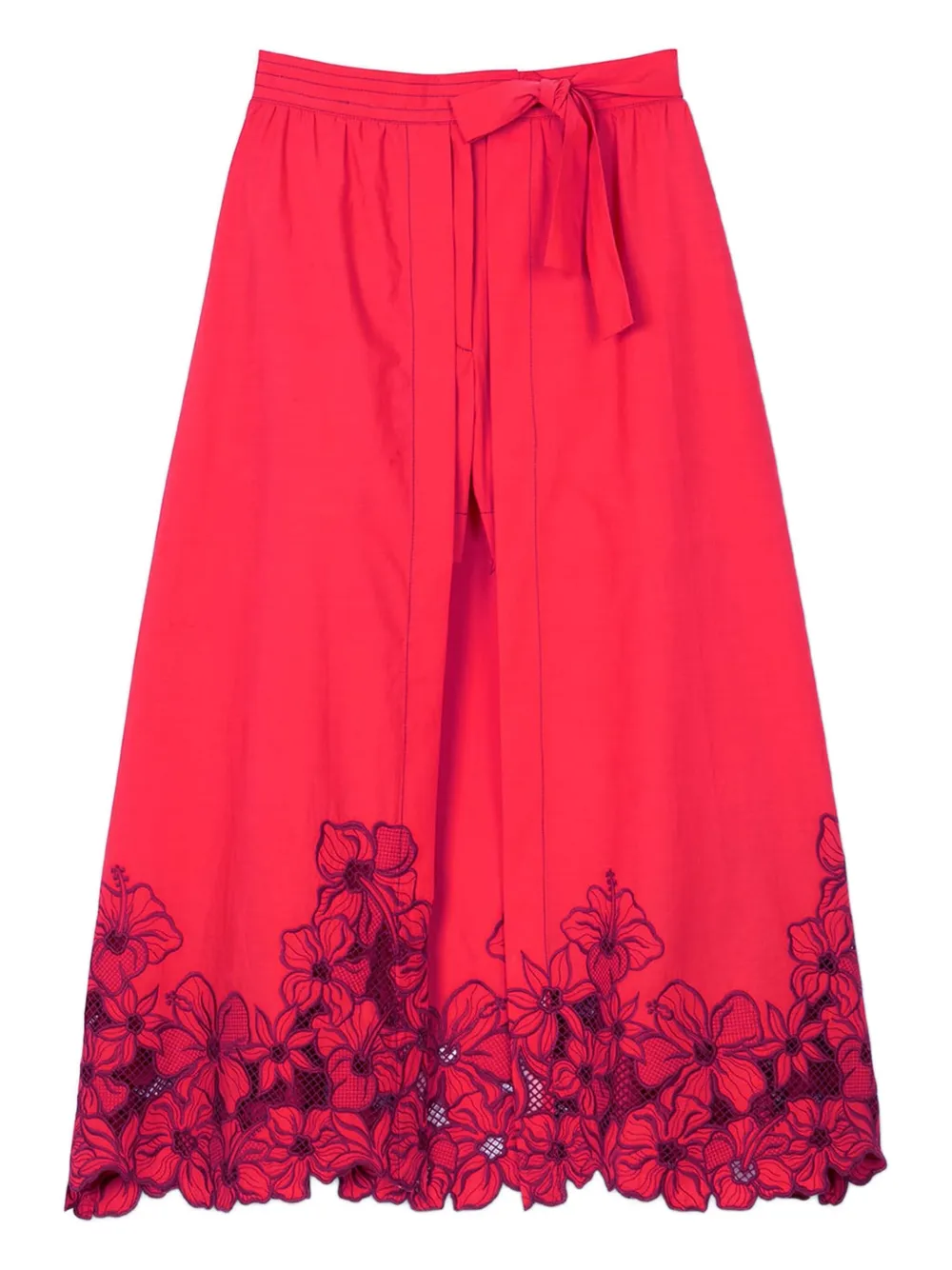SANDRO Saia midi com bordado | Vermelho | Image 1
