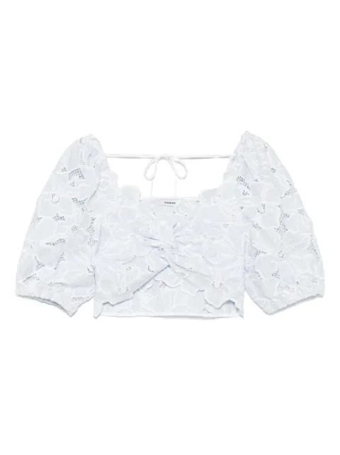 SANDRO floral-lace crop top