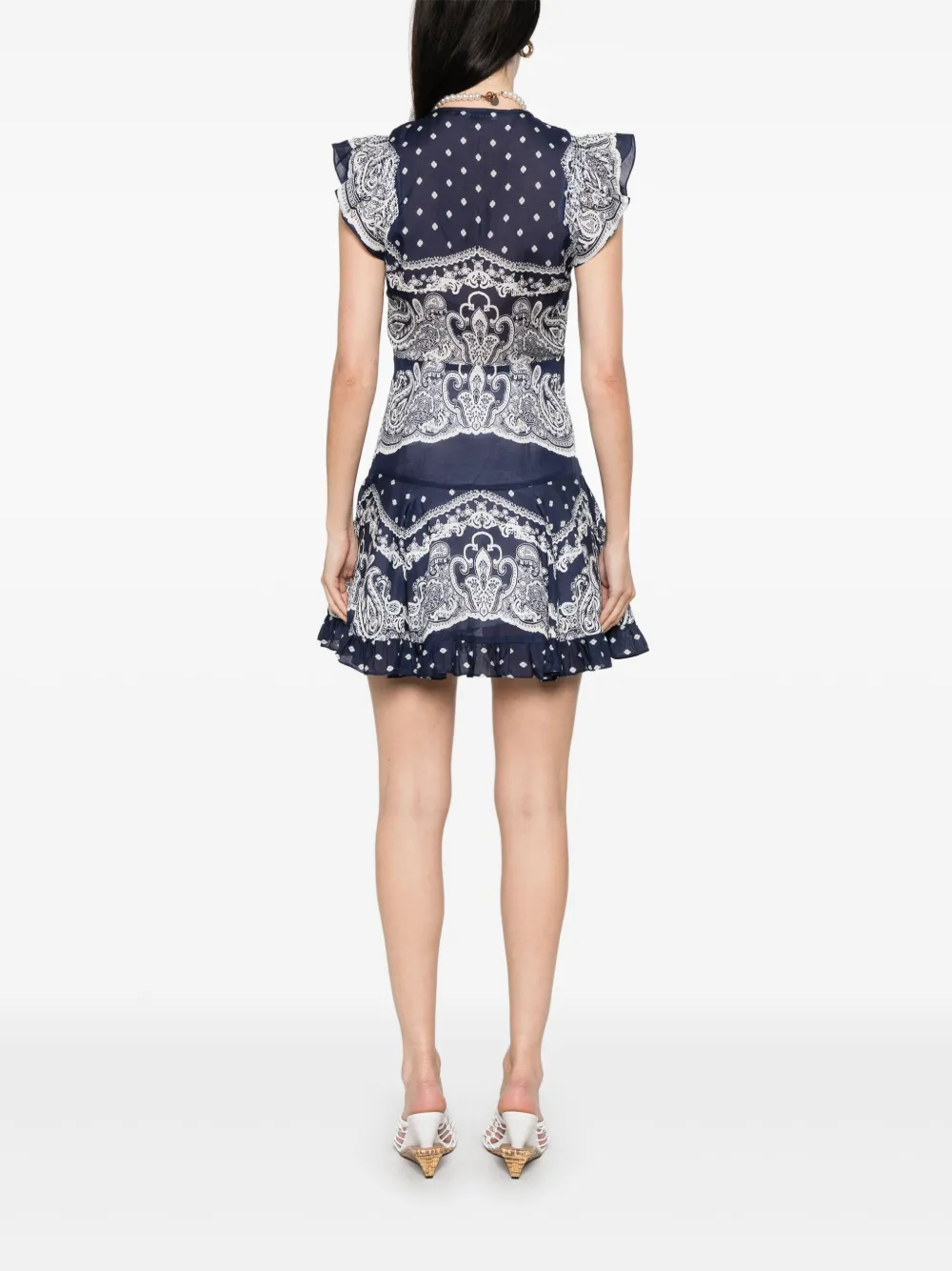 SANDRO Mini-jurk met paisley-print Blauw