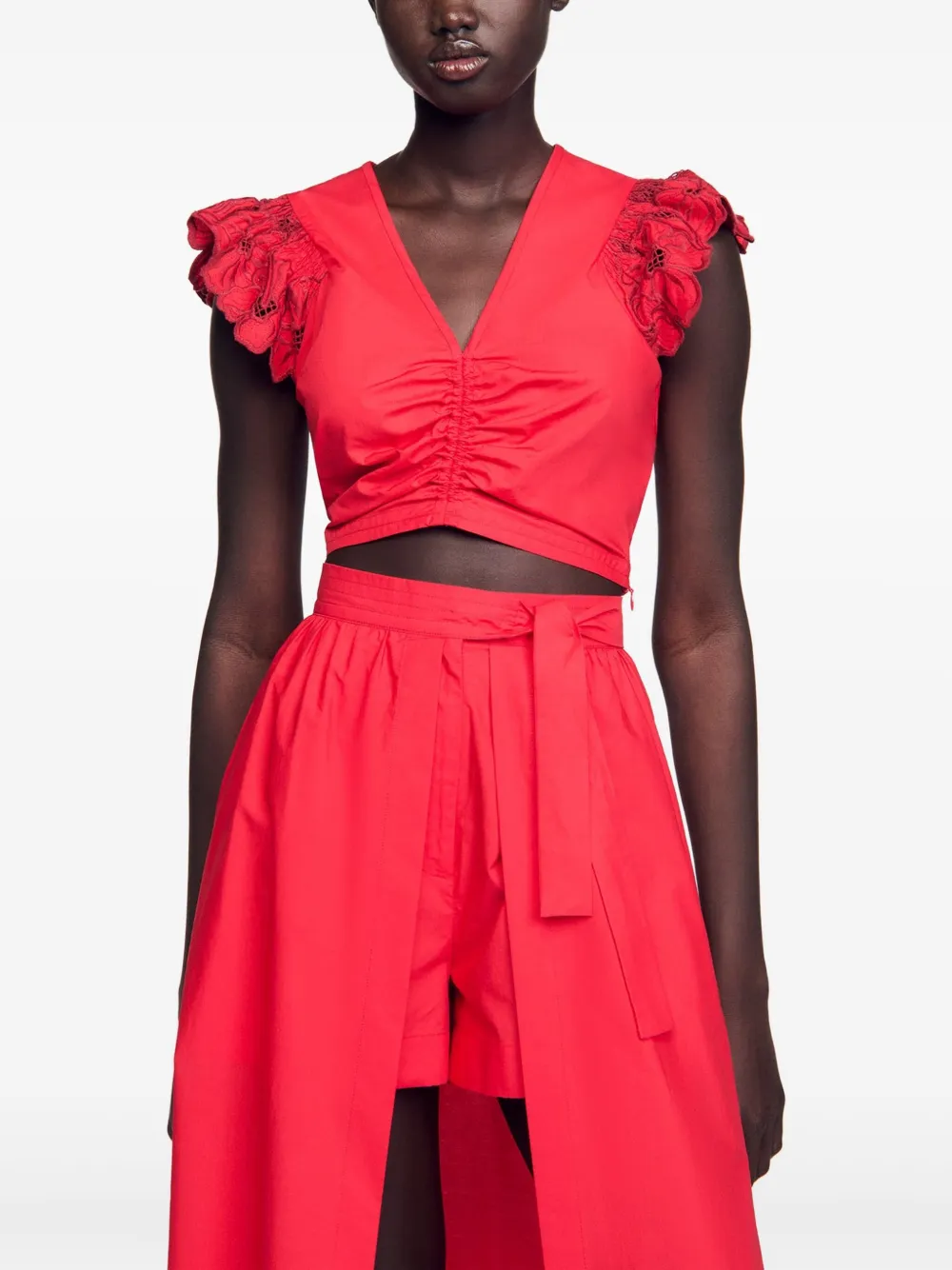 SANDRO Tanktop met ruches Rood