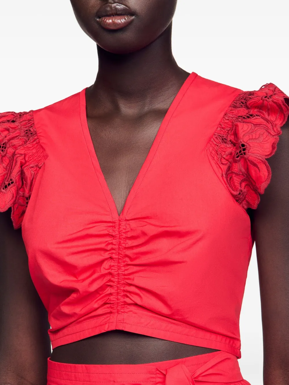 SANDRO Tanktop met ruches Rood