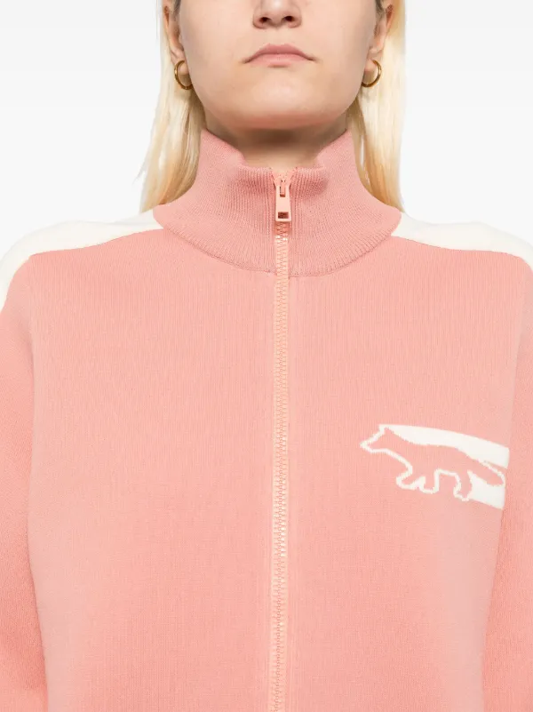Maison Kitsuné Flash Fox Zipped Cardigan | Pink | FARFETCH