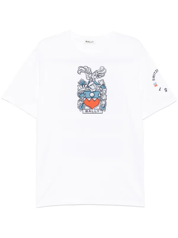 Bally ロコフリントクルネックTシャツ MJE05CCO018 U901 Bally White Cotton T-shirt | italist