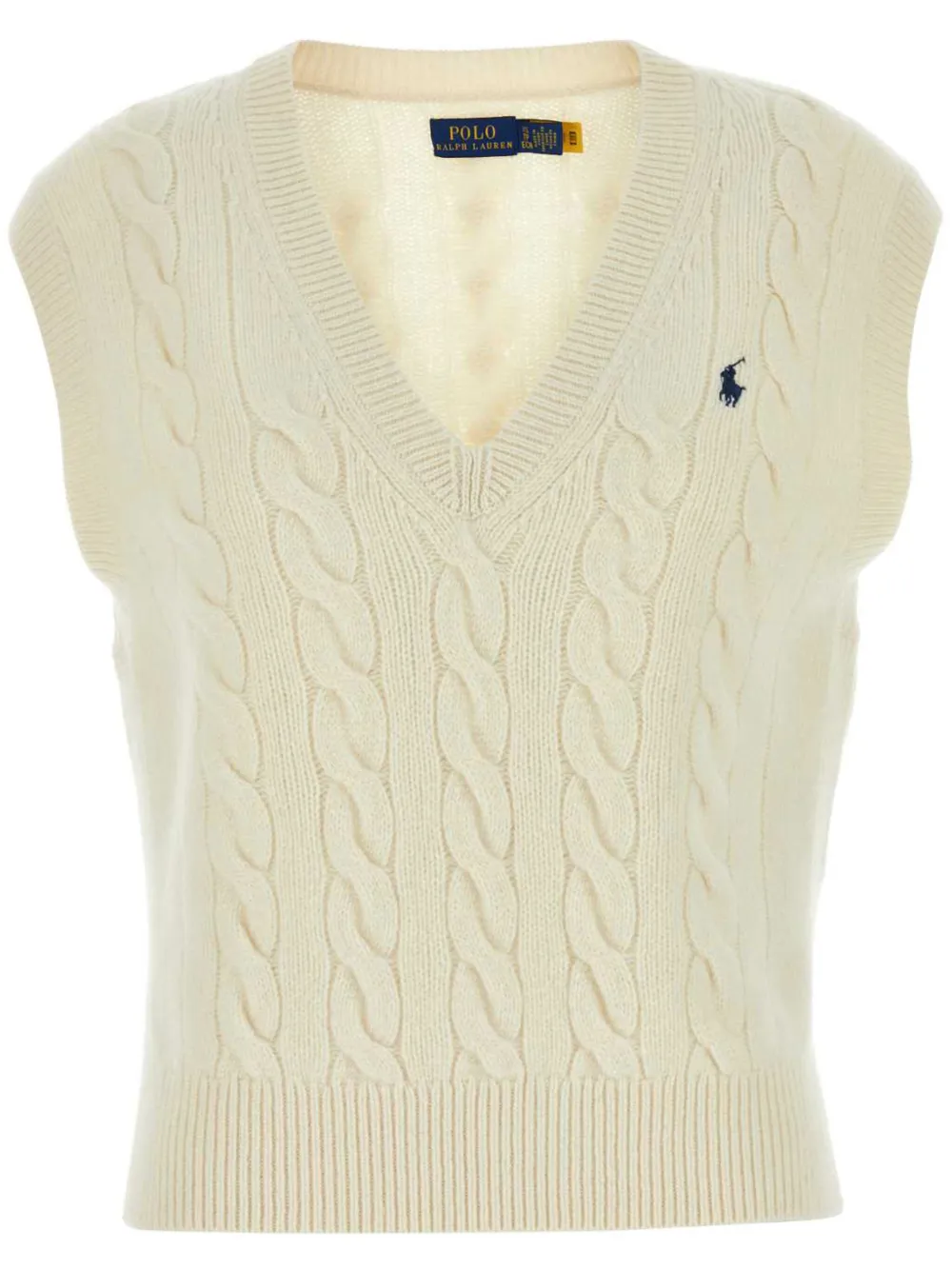 Polo Ralph Lauren Gebreide spencer met Polo Pony borduurwerk Beige