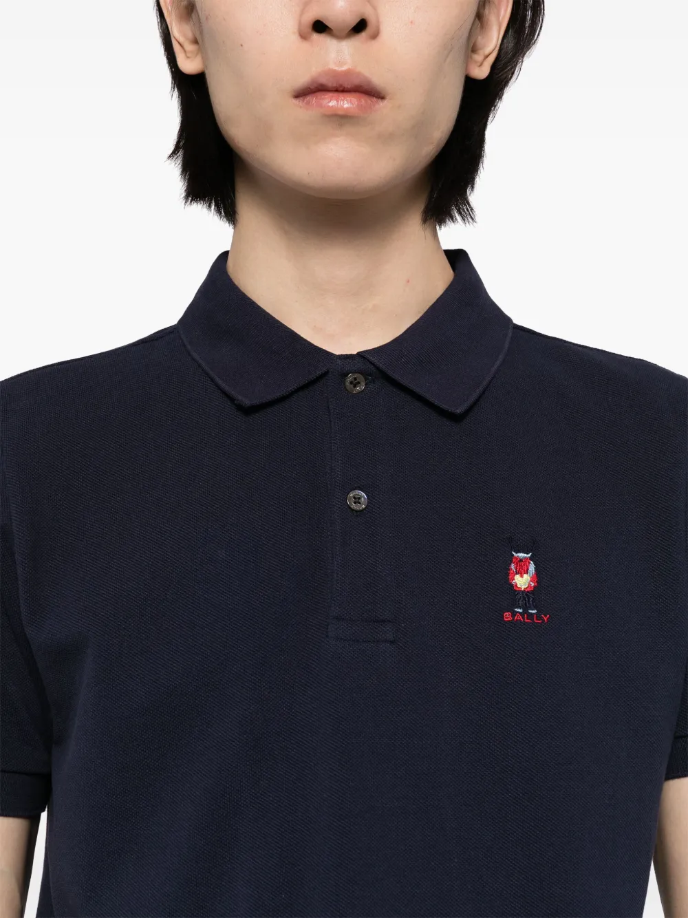 Bally Poloshirt met borduurwerk en korte mouwen Blauw