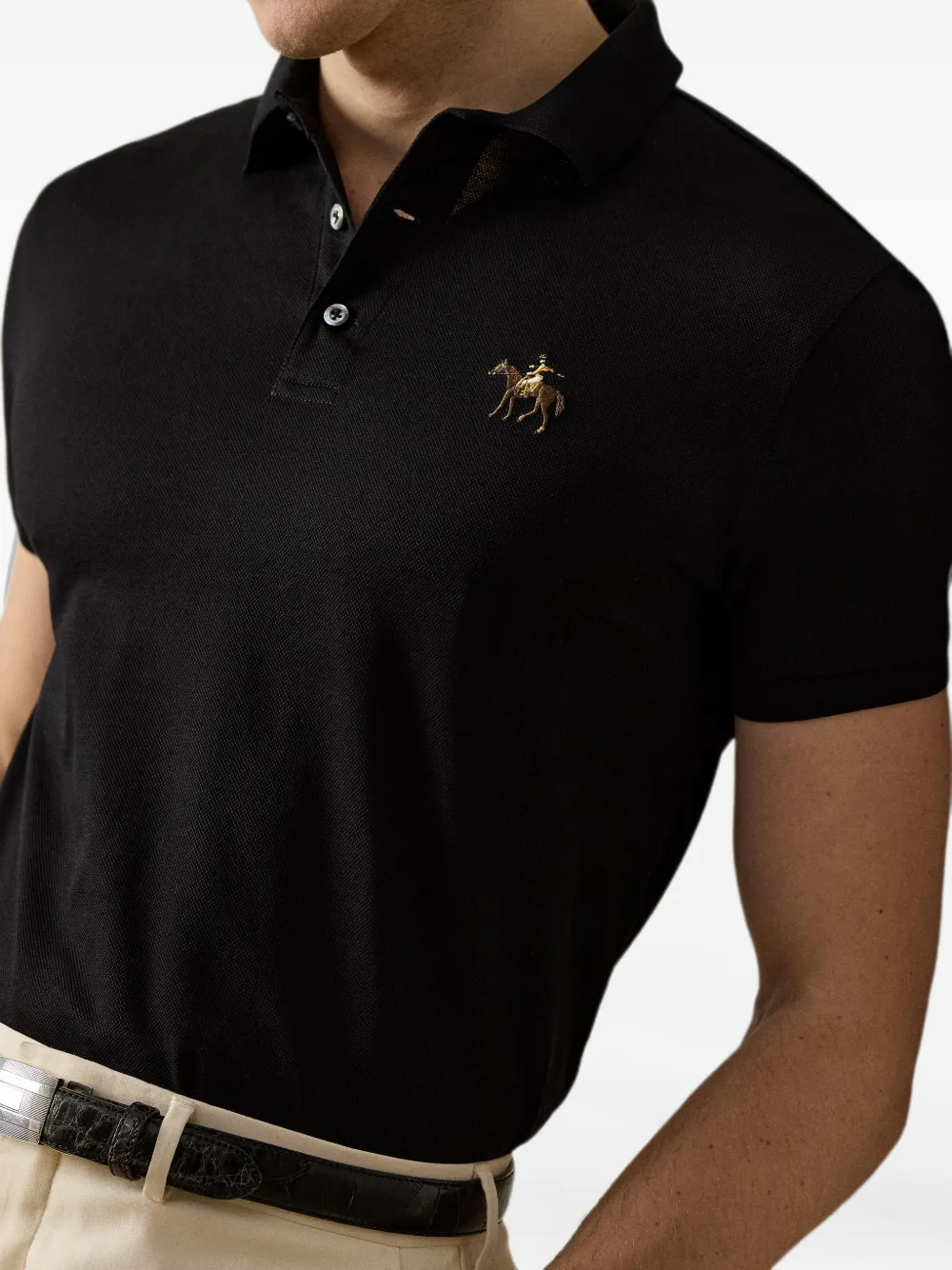 Ralph Lauren Purple Label Poloshirt met geborduurd logo Zwart