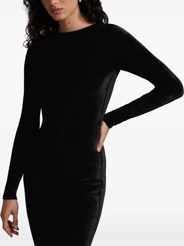 Polo Ralph Lauren Long Sleeve Velvet Dress Black FARFETCH