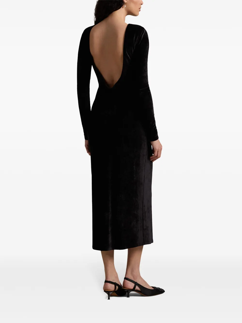 Polo Ralph Lauren Long Sleeve Velvet Dress Black FARFETCH