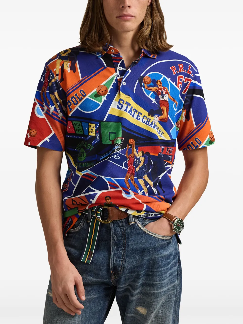 Polo Ralph Lauren Poloshirt met grafische print Blauw
