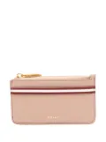 Bally Code Zipped Card Holder in Leather - Pink