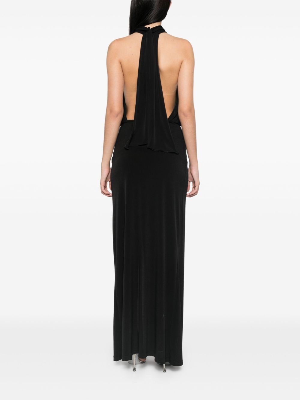 Shop Swanne Studio Halterneck Midi Dress In Black