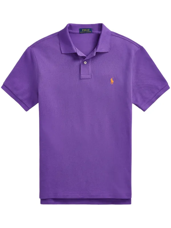 【関税&送料込】Polo Ralph Lauren Purple Cotton Custom Slim- Ralph Lauren Polo Shirt, Custom Slim Fit, Purple Size Small