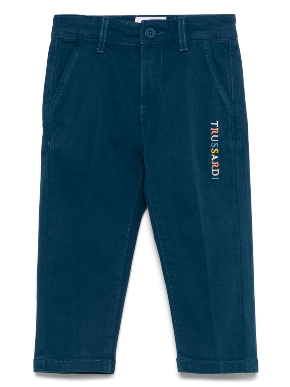 TRUSSARDI JUNIOR logo-embroidered trousers - Blue