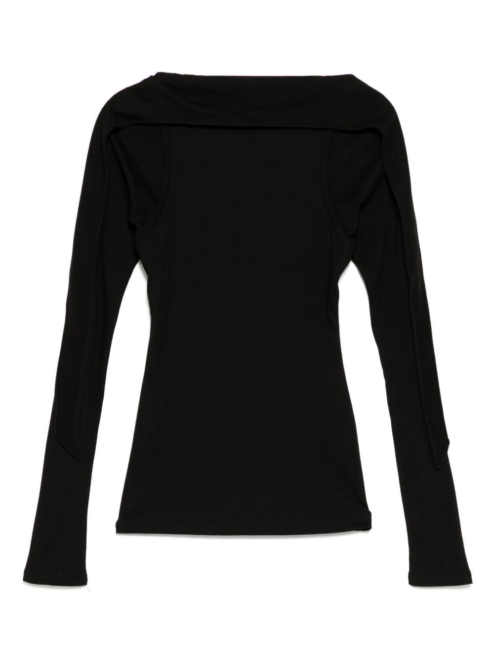 Low Classic Jersey top met sjaal - Zwart