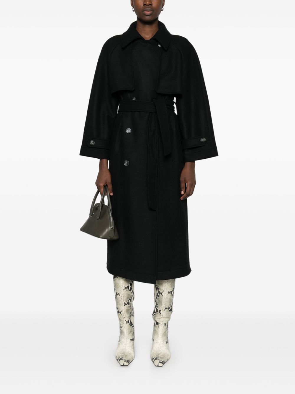 Shop Swanne Studio Interlock-twill Coat In Black