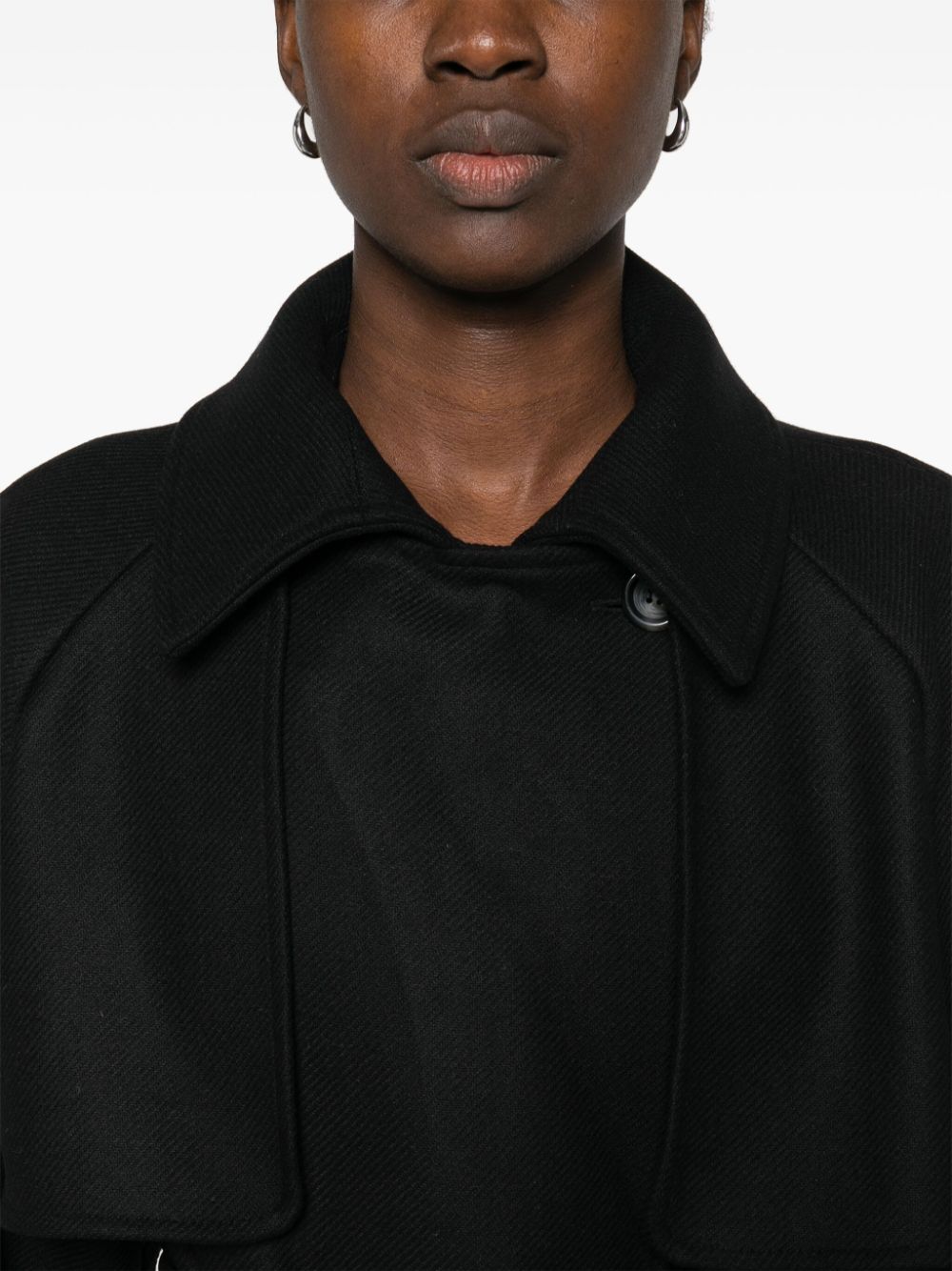 Shop Swanne Studio Interlock-twill Coat In Black