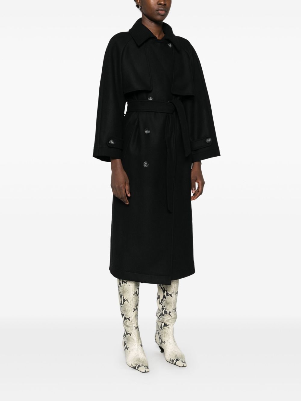 Shop Swanne Studio Interlock-twill Coat In Black