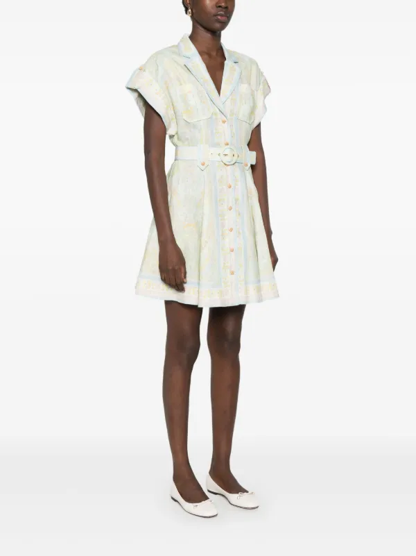 ワンピース ZIMMERMANN ACACIA LINEN MINI DRESS Zimmermann Acacia Printed Linen Mini Shirt Dress