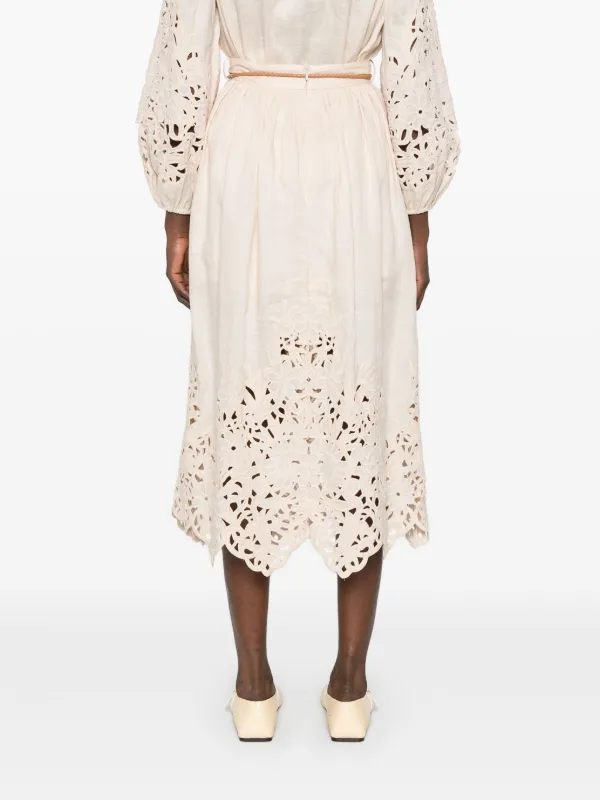 スカート Zimmermann Light Beige Wylie Midi Skirt ZIMMERMANN Wylie Midi Skirt | Neutrals | FARFETCH PL