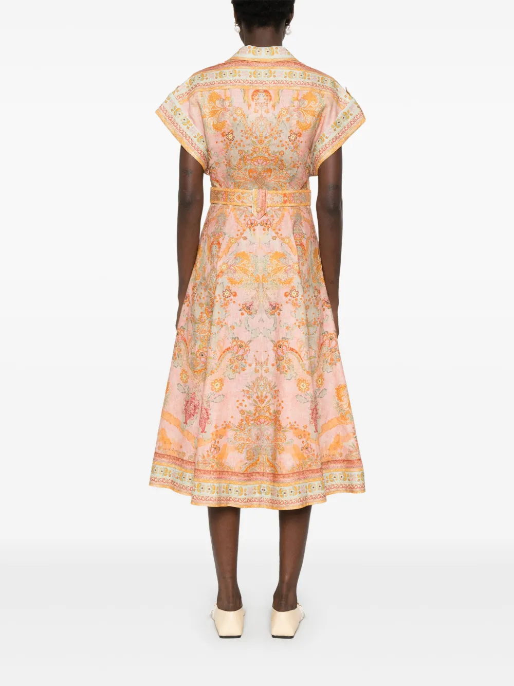 Shop Zimmermann Acacia Midi Dress In Orange