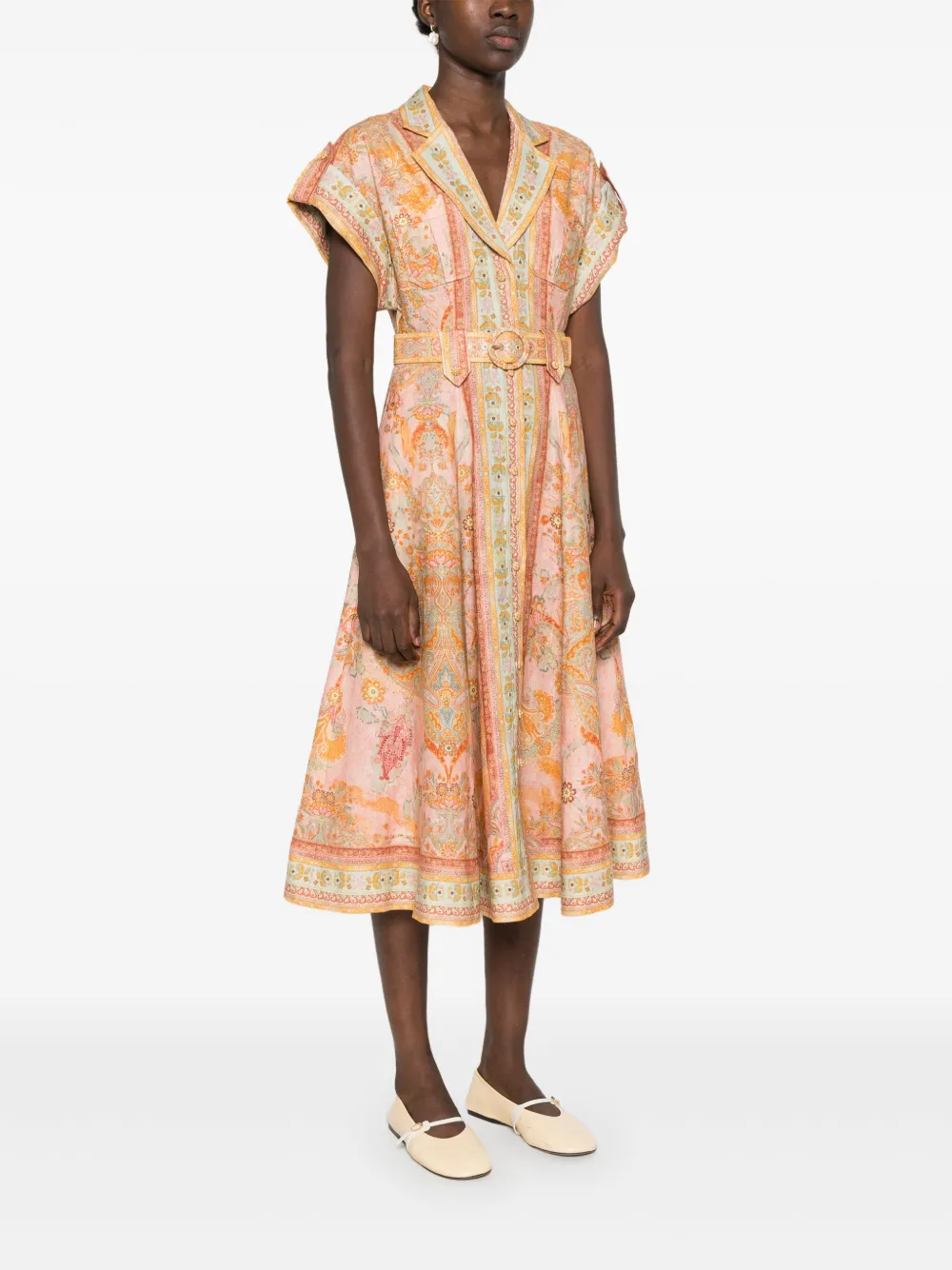 Shop Zimmermann Acacia Midi Dress In Orange