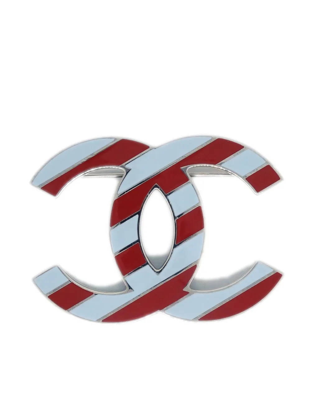 Pre-owned Chanel 2016 Cc Brooch In Silver
