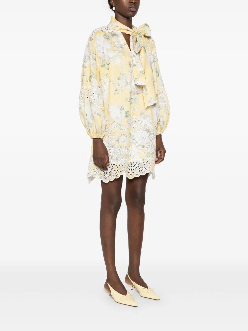 Shop Zimmermann Acacia Mini Dress In Yellow