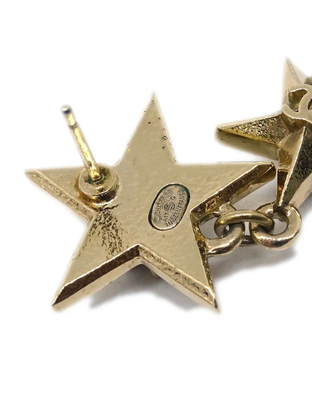 Pre-owned Chanel 2017 Cc Star Earrings In Gold