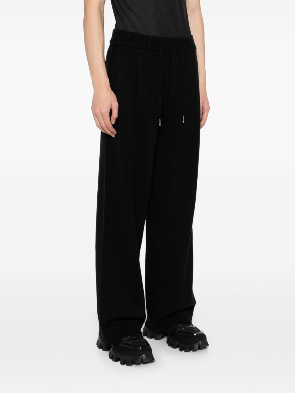 Shop Zzero By Songzio Panther Wide-leg Knitted Trousers In Black