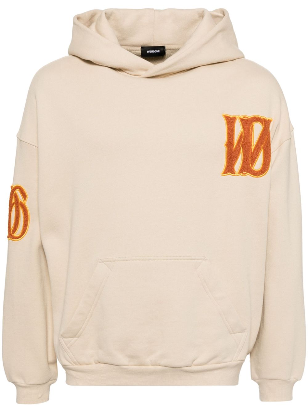 We11done logo-patch hoodie - Neutrals