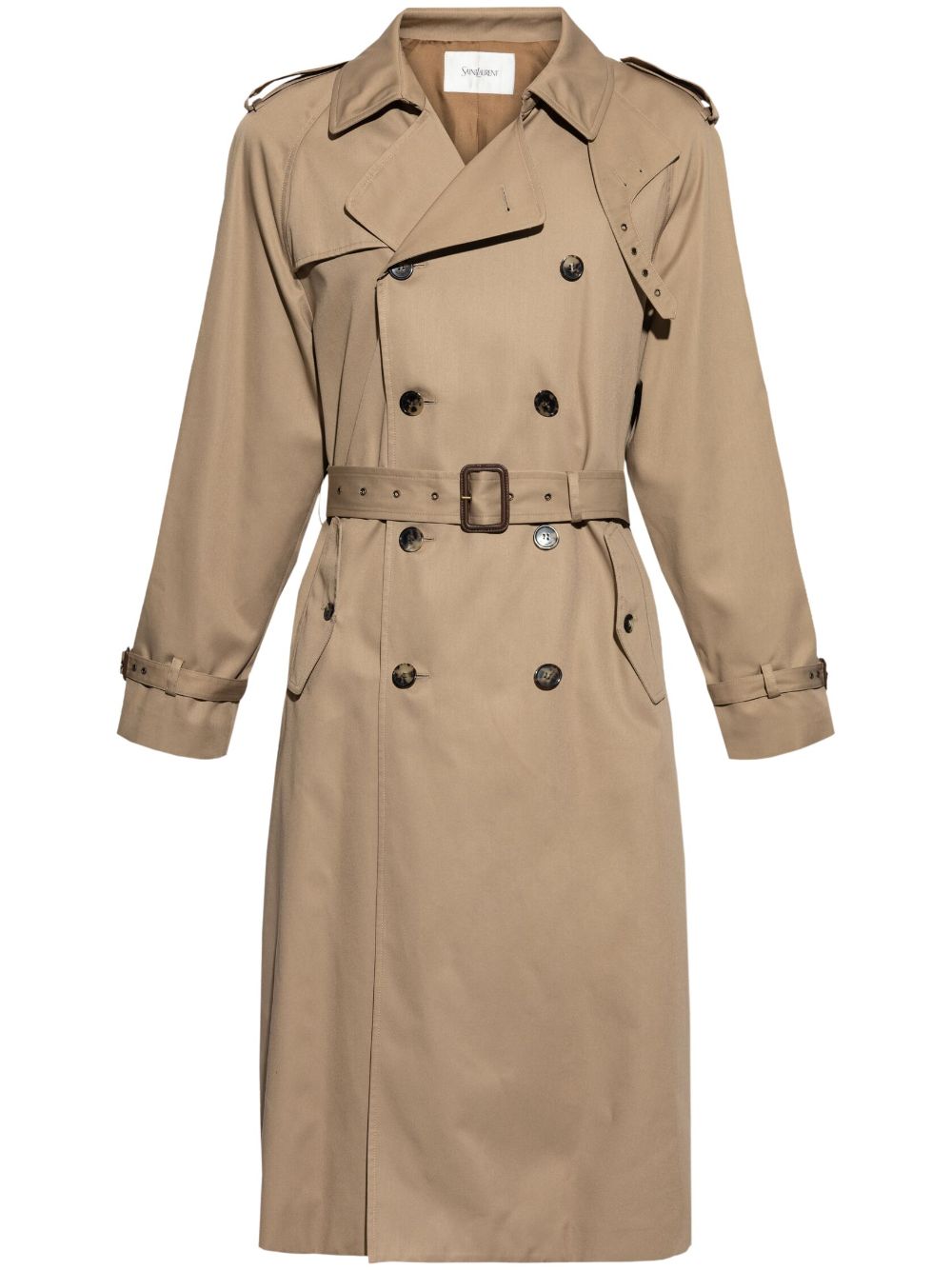 Saint Laurent Trenchcoat met gabardine weving Beige