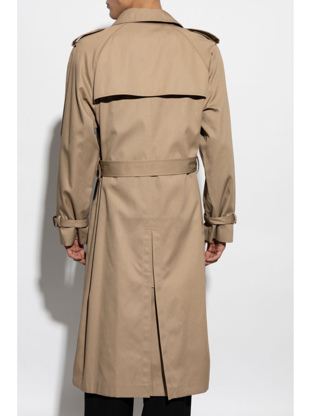 Saint Laurent Trenchcoat met gabardine weving Beige