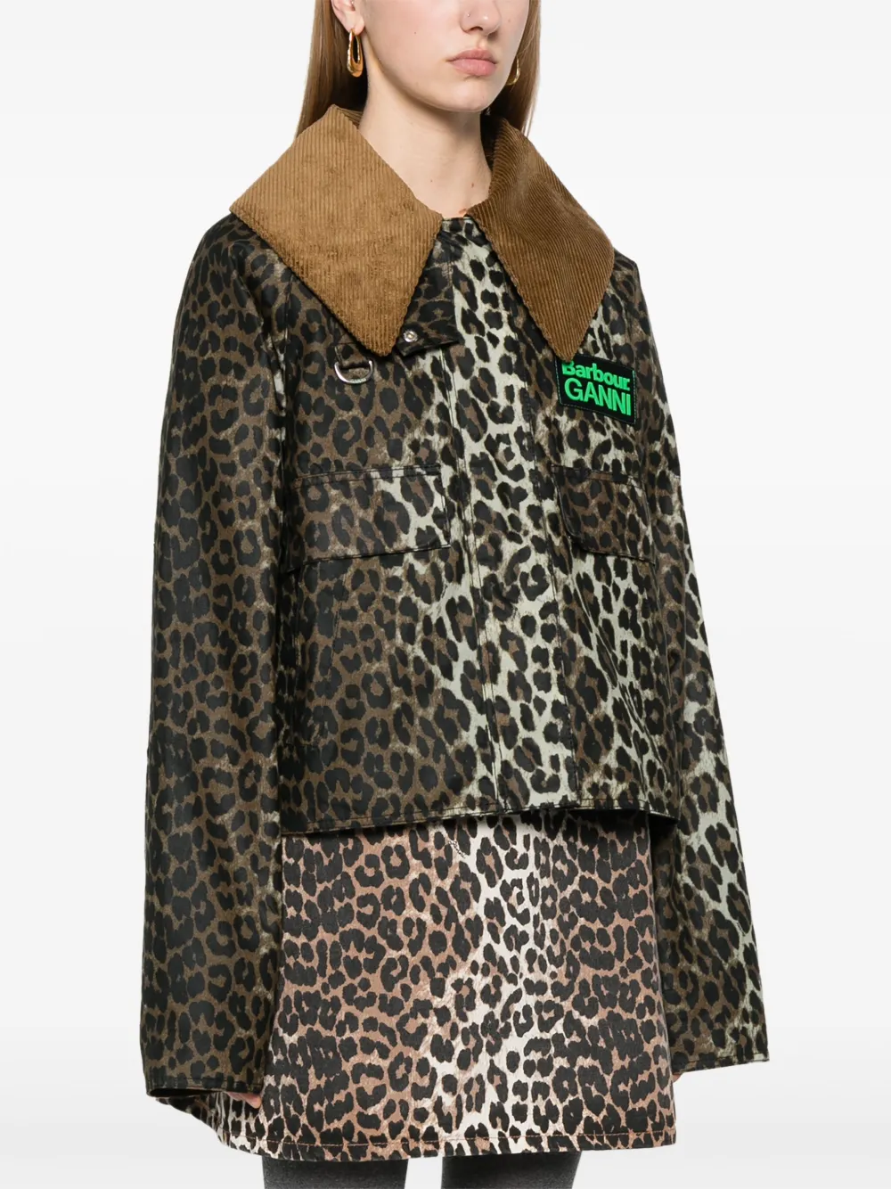 Barbour Gecoat jack met luipaardprint Bruin