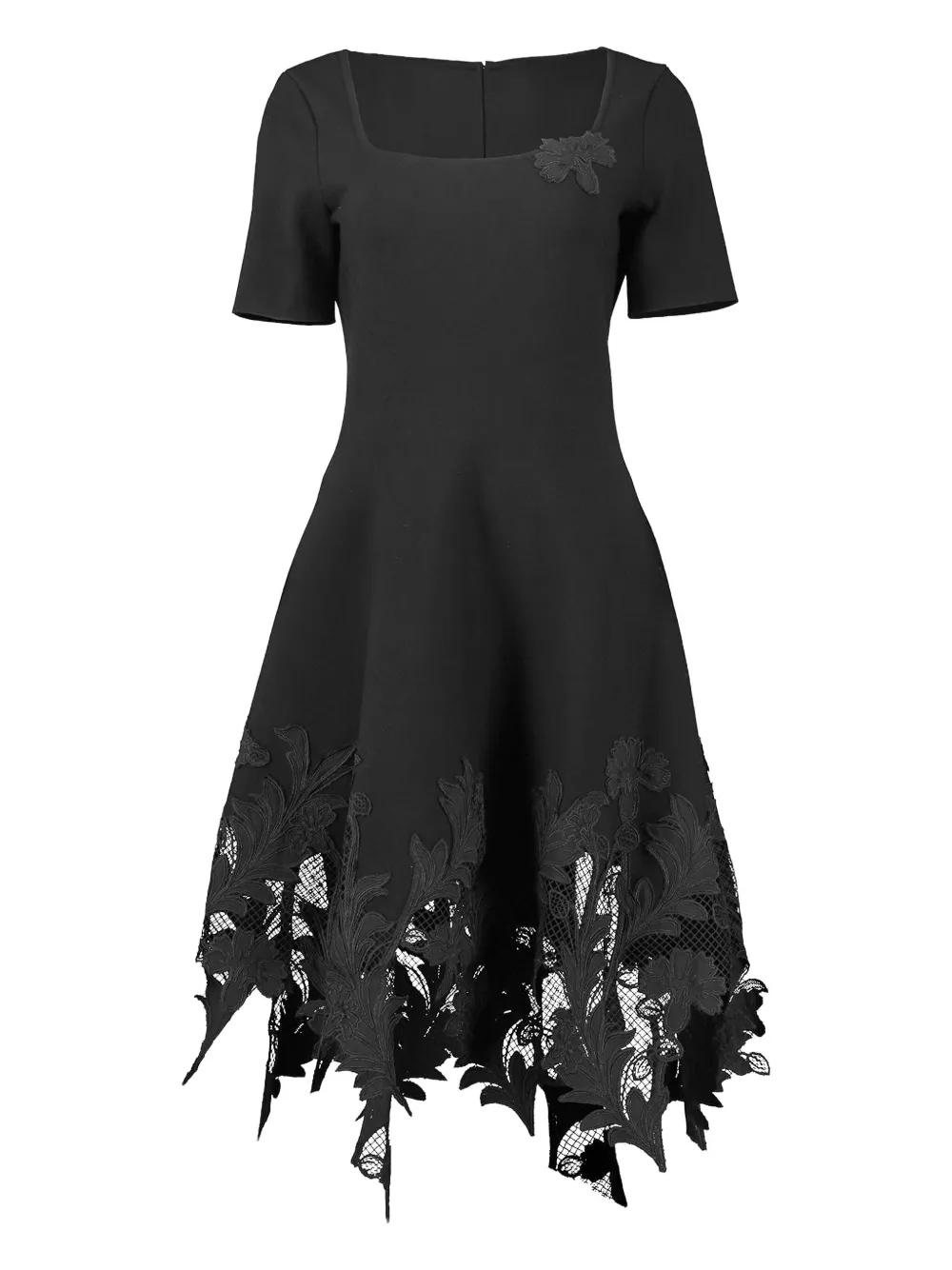 Oscar de la Renta floral-lace dress Zwart