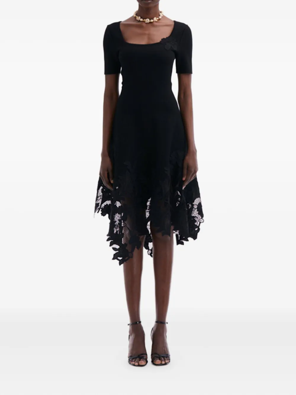 Oscar de la Renta floral-lace dress Zwart
