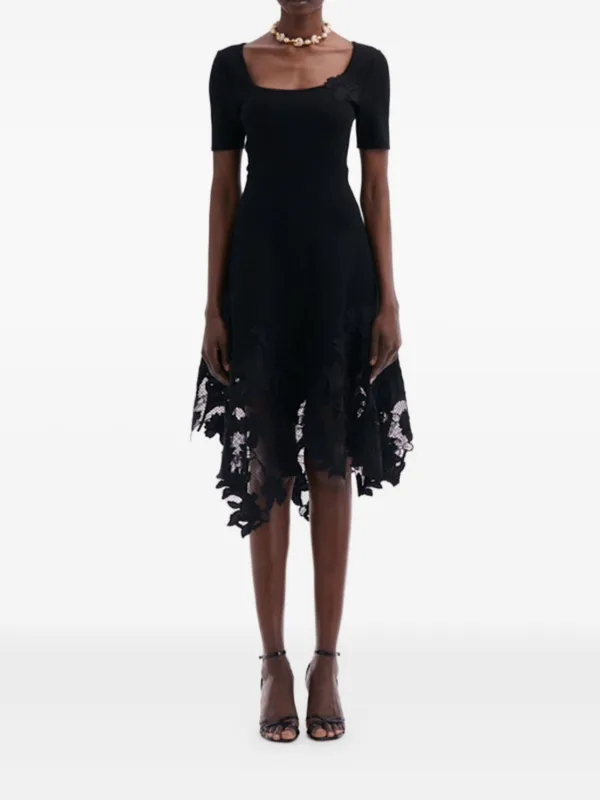Oscar de La Renta Floral-lace Dress - Black