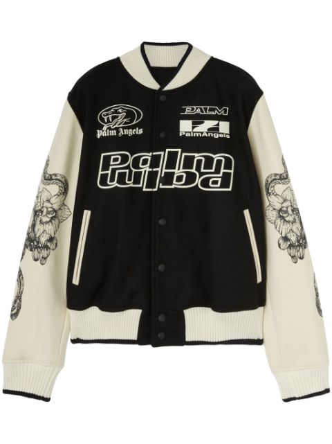 Palm Angels snake-print varsity jacket