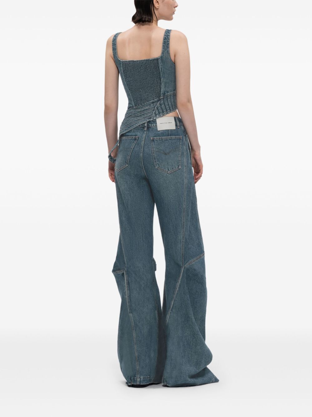 Feng Chen Wang draped cargo jeans Blauw