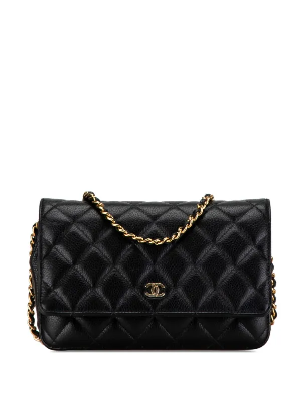 CHANEL Pre Owned 2019 CC Caviar Wallet On Chain Crossbody Bag Black FARFETCH IE